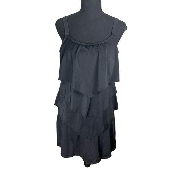 Susan Graver Soleil Tiered Tankini with Skirt BLACK NWOT SIZE 2 - Picture 1 of 5